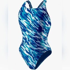 Speedo Women's Camo Recordbreaker Swimsuit Blue Size 10/36 NWT
